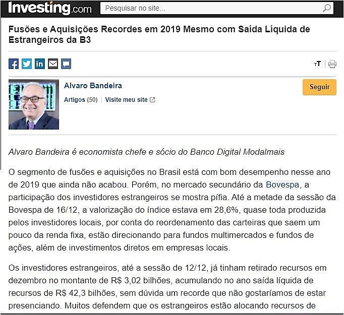 Fuses e Aquisies Recordes em 2019 Mesmo com Sada Lquida de Estrangeiros da B3